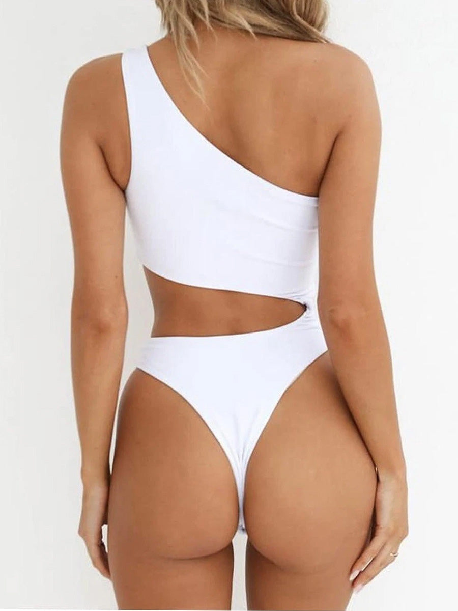 Asymmetrical Cutout High Leg Brazilian One Piece Swimsuit