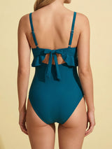 Athletic Moderate Metallic U Wire Ruffle Cutout One Piece Swimsuit