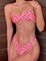Boho Floral High Cut Scrunch Cheeky Tie Ruched Two Piece Bikini Set