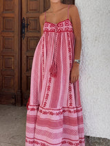 Boho Granny Square Crochet Patchwork Resort Babydoll Maxi Sundress