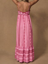 Boho Granny Square Crochet Patchwork Resort Babydoll Maxi Sundress