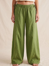 Boho Side Tie High Waist Wide Leg Linen Blend Resort Palazzo Pants