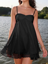 Flowy Sweetheart Empire Waist Resort Chiffon Babydoll Slip Mini Dress