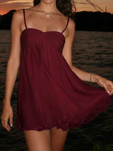 Flowy Sweetheart Empire Waist Resort Chiffon Babydoll Slip Mini Dress