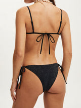 Sparkly Lurex Tie Side Cheeky Gold Seashell Two Piece Bikini Set