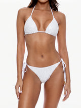 Sparkly Sequin Ruffle Tie Side Brazilian Triangle Two Piece Bikini Set